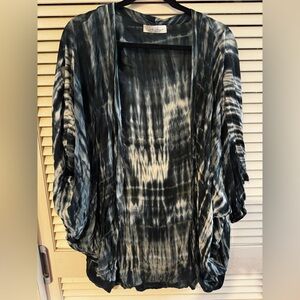 Ava Sky Black and Gray Tie-Dye Blouse